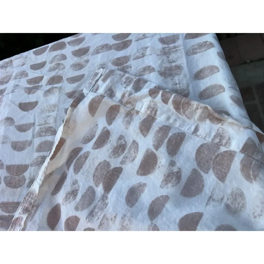west elm Watercolor Leaf Single Twin Flat Sheet 100% Cotton, White Greige